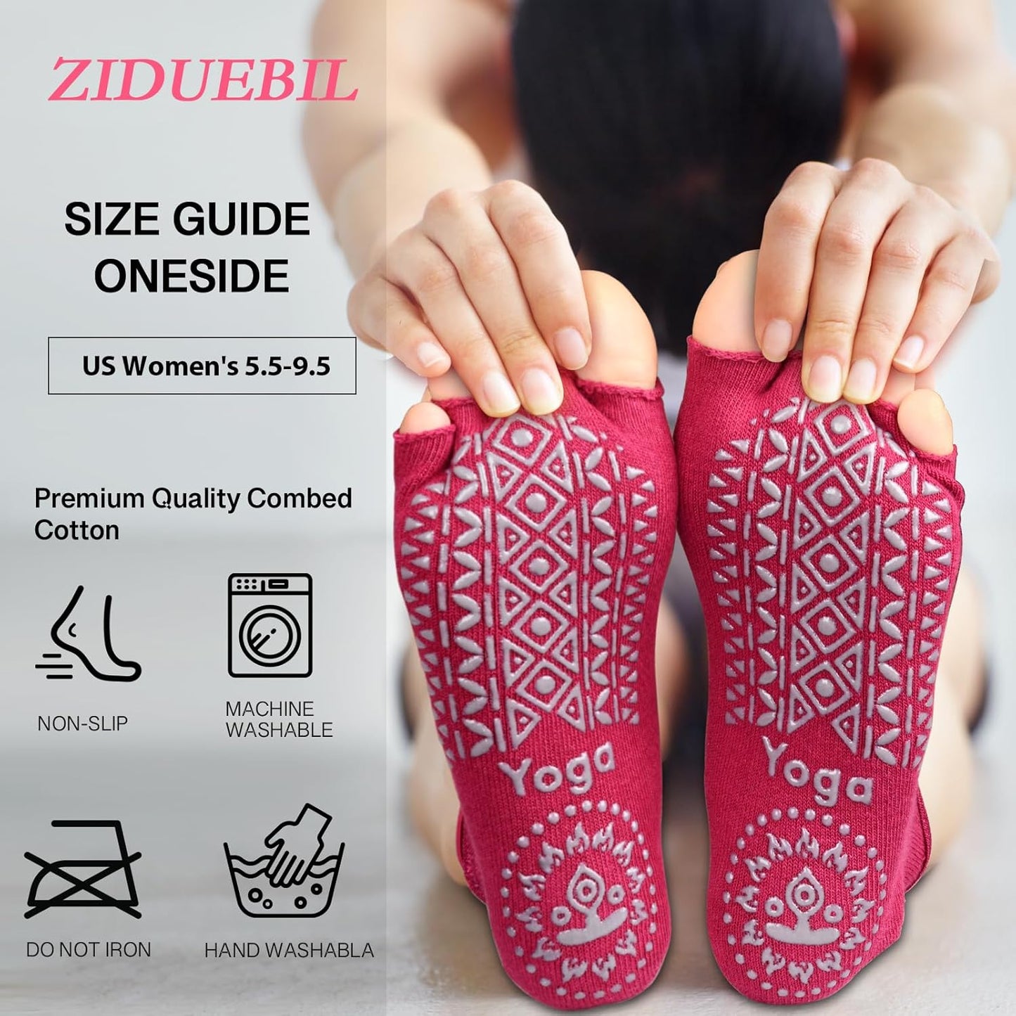 4-Pack Professional Yoga Socks for Women - Pilates Grip Socks for Barre, Dance, Plasticity, Home, Studio - Fits US 5-10