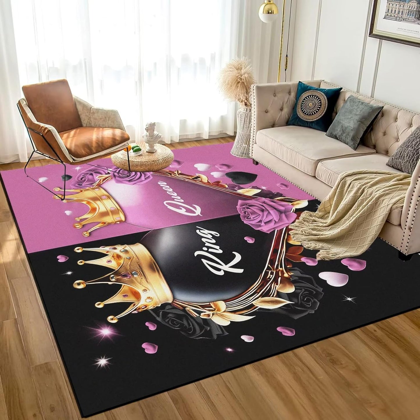 5' X 7' Queen and King Rug Black Grey Area Rugs Dining Living Room Bedroom Kitchen Office Yoga Room Washable Floor Mat Doormats Throw Rug Carpet Room Decor