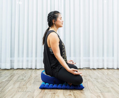 Leewadee Meditation Cushion Set – 1 Small Zafu Yoga Pillow and 1 Small Roll-Up Zabuton Mat Filled with Kapok