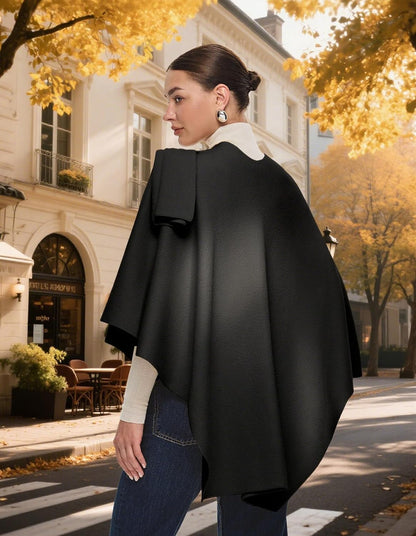 PULI Womens Large Cross Front Poncho Sweater Wrap Topper Knitted Elegant Shawls Cape for Fall Winter