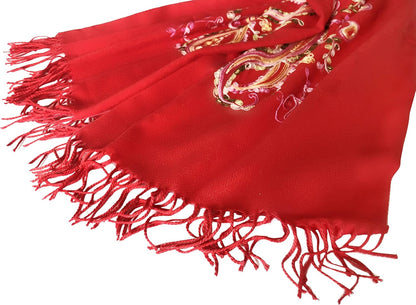 Urban CoCo Women's Embroidered Oversize Tassel Shawl Scarf Wraps for Women