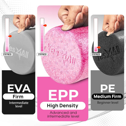 Yes4All High-Density EPP Round Back Roller Foam, Exercise Foam Roller for Yoga, Pilates & Stretching - 12, 18, 24, 36 inch