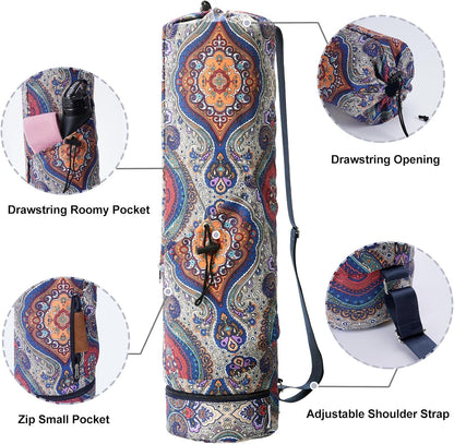 sportsnew Yoga Mat Bag with Water Bottle Pocket and Bottom Wet Pocket, Exercise Yoga Mat Carrier Multi-Functional Storage Bag, Patent pending