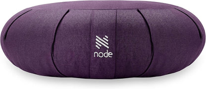 Zafu Meditation Cushion, 15" Round Buckwheat Yoga Pillow with Organic Cotton Cover - Purple