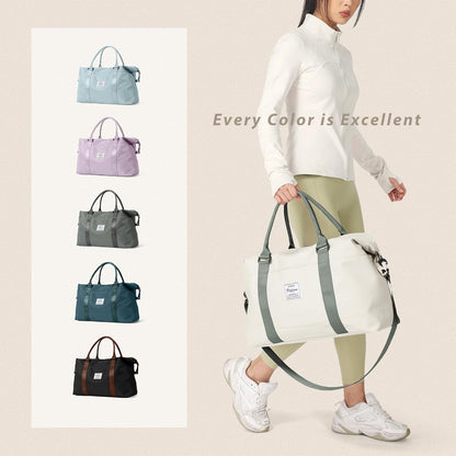 Gym Bag Womens Mens with Shoes Compartment and Wet Pocket Travel Duffel Bag for Women for Plane Sport Gym Tote Bags Swimming Yoga Waterproof Weekend Overnight Carry on Bag Hospital Holdalls - Colors C