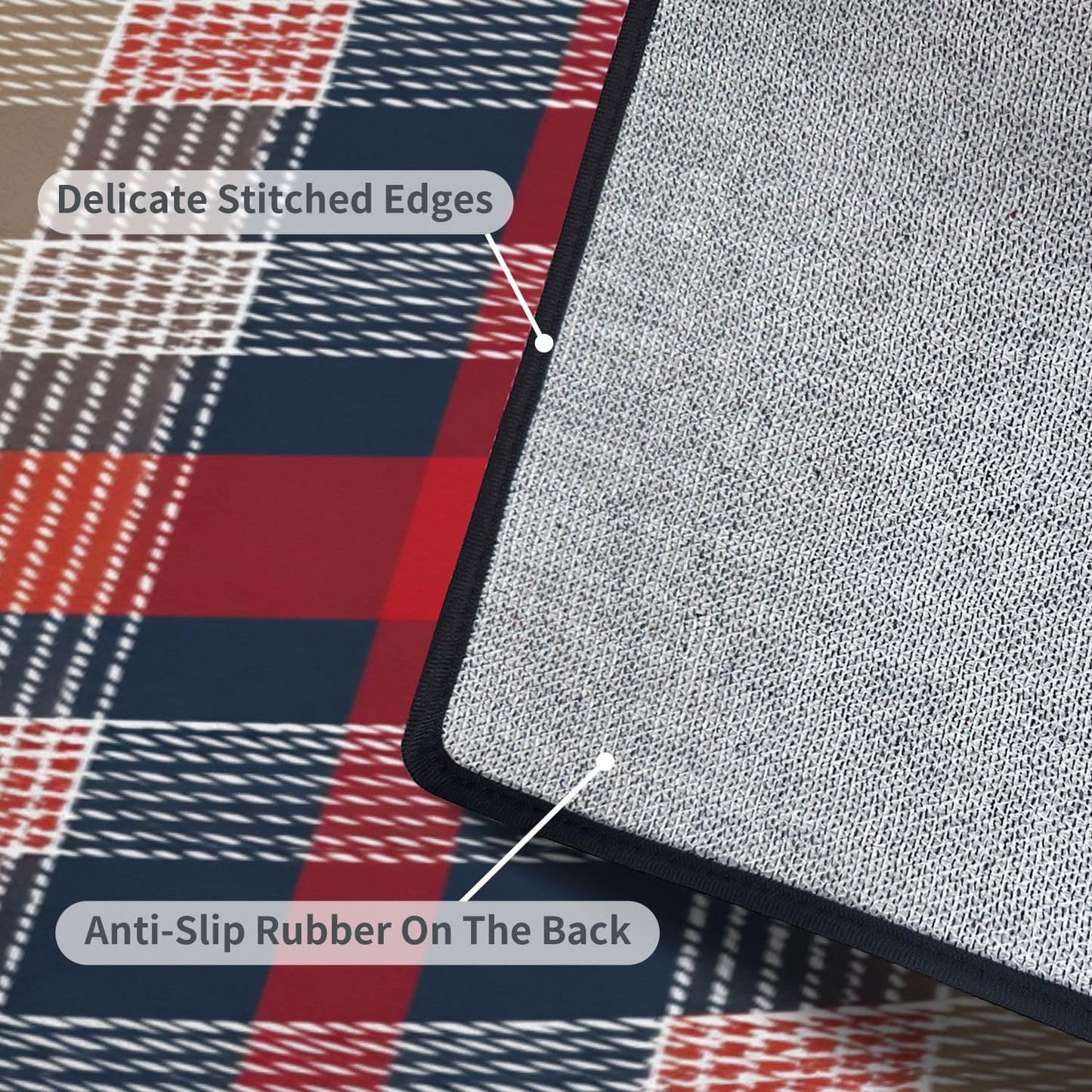 Runner Rug Washable 2x6 White Navy Blue Green Tartan Plaid Scottish Texture from Tartan Plaid Non-Slip Hallway Area Rug Indoor Outdoor Home Decor for Entryway Bathroom Kitchen Carpet Yoga Floor Mat