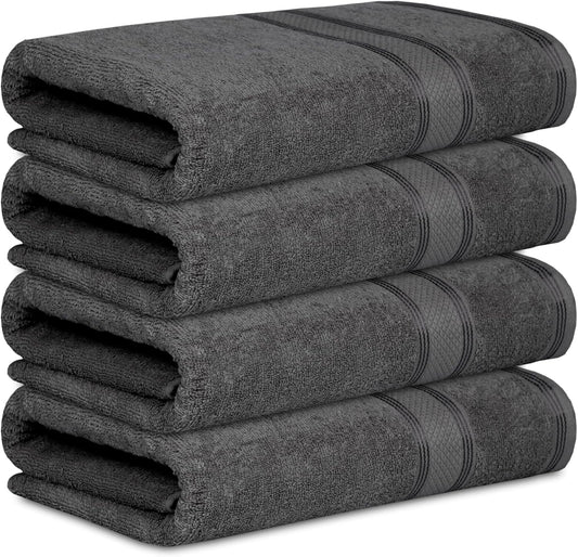 Casa Lino Multicolor I Bath Towels Set of 4 (27" x 54") - Large Bathroom Towel Set - 100% Cotton Towels for Bathroom - Highly Absorbent & Quick Dry Bath Towel Multipack - Hotel Essentials