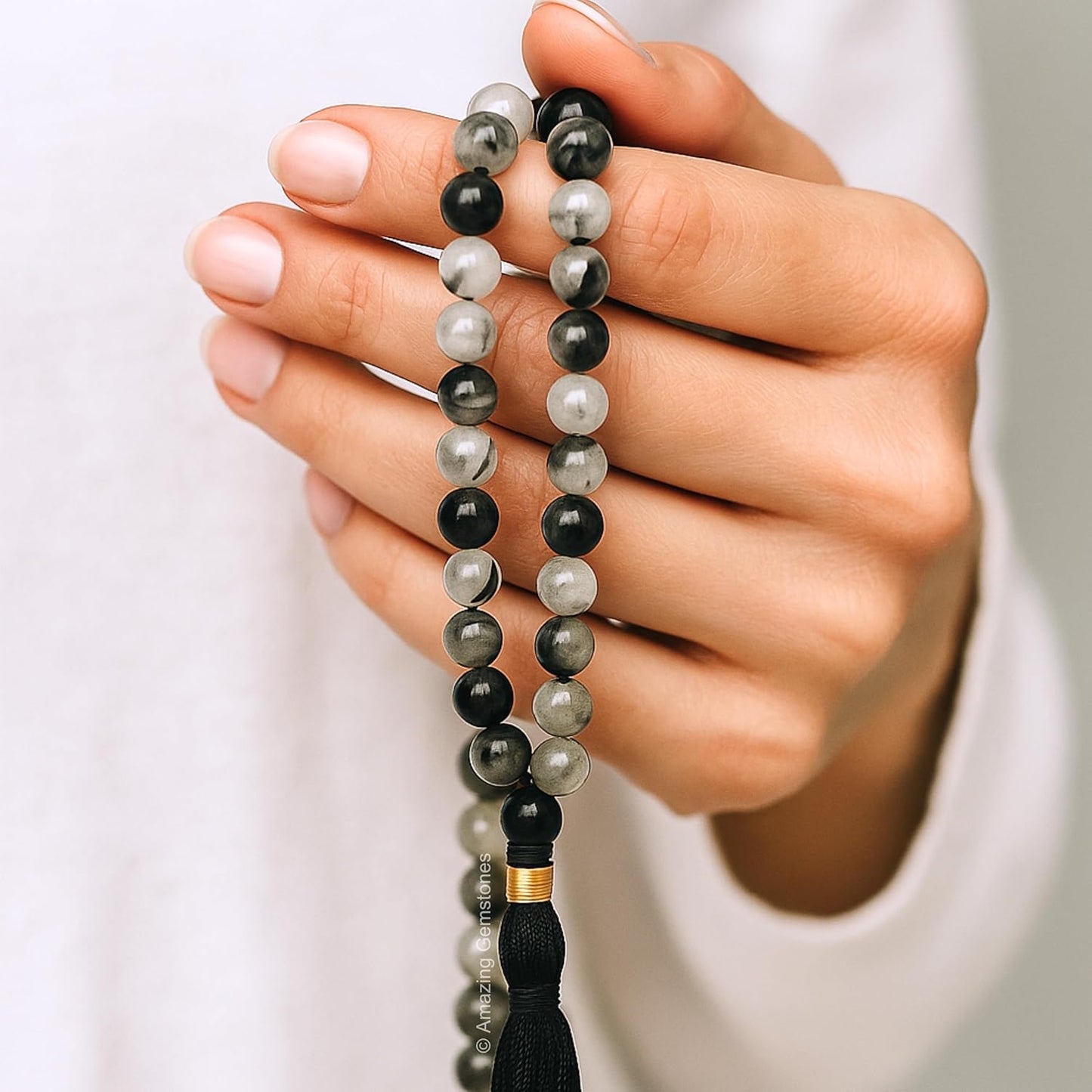 Amazing Gemstone 108 Beads Handmade Mala (Knotted, Rudraksha) - Colors B