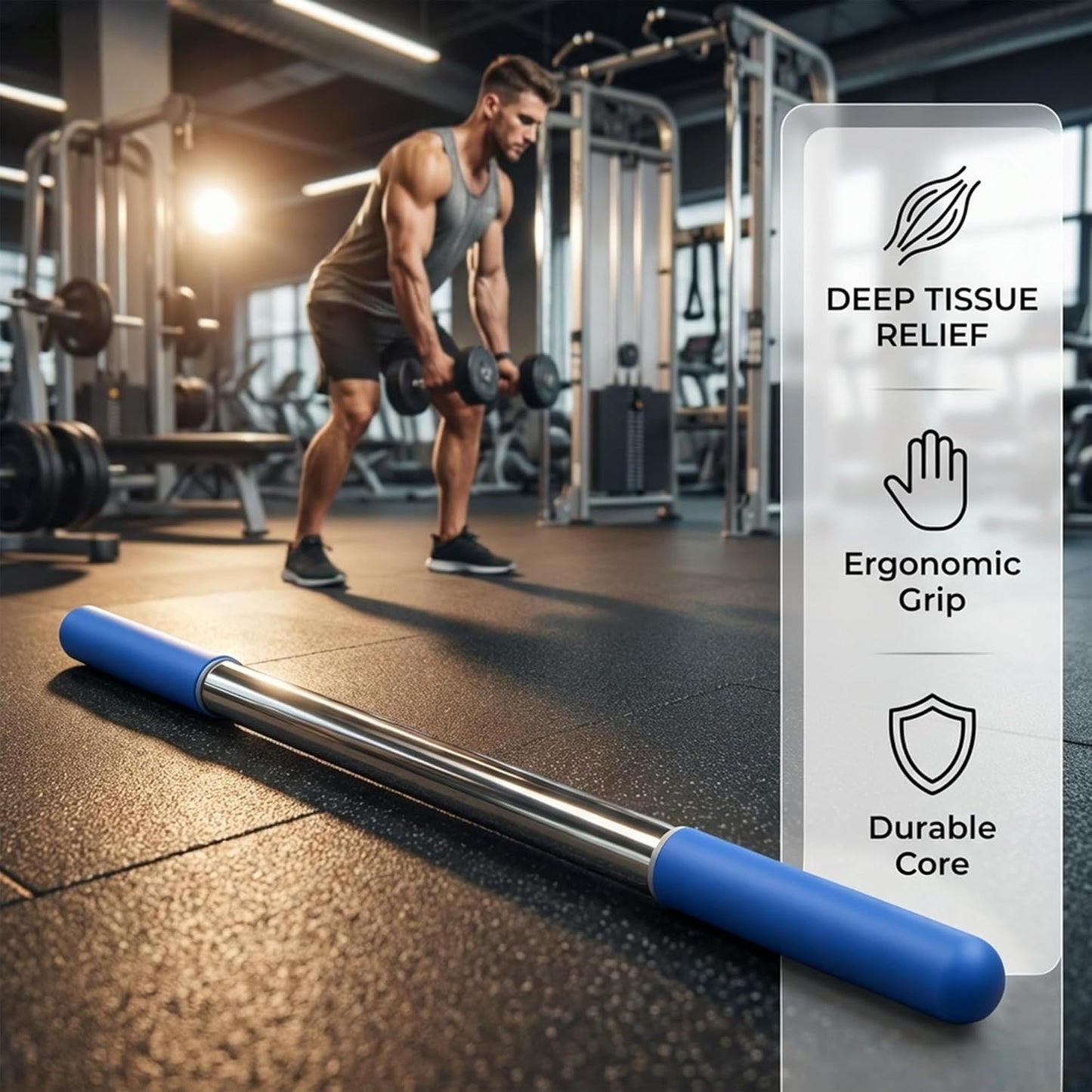 Muscle Roller Stick for Deep Tissue Massage & Myofascial Release | Cold Therapy Roller for Back, Legs, Arms, Shoulders | Massage Roller Stick (Black)