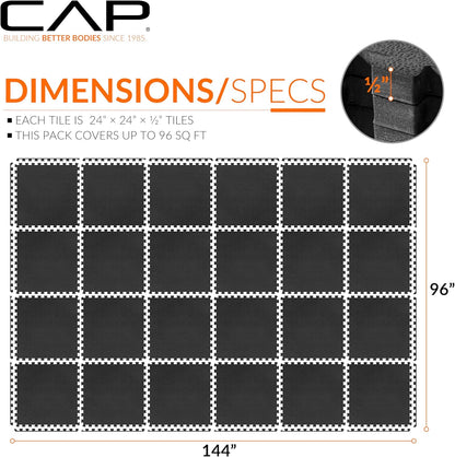 CAP Puzzle Exercise Mats | 1/2” Thick EVA Interlocking Foam Tiles for Home Gym Flooring | Multiple Options