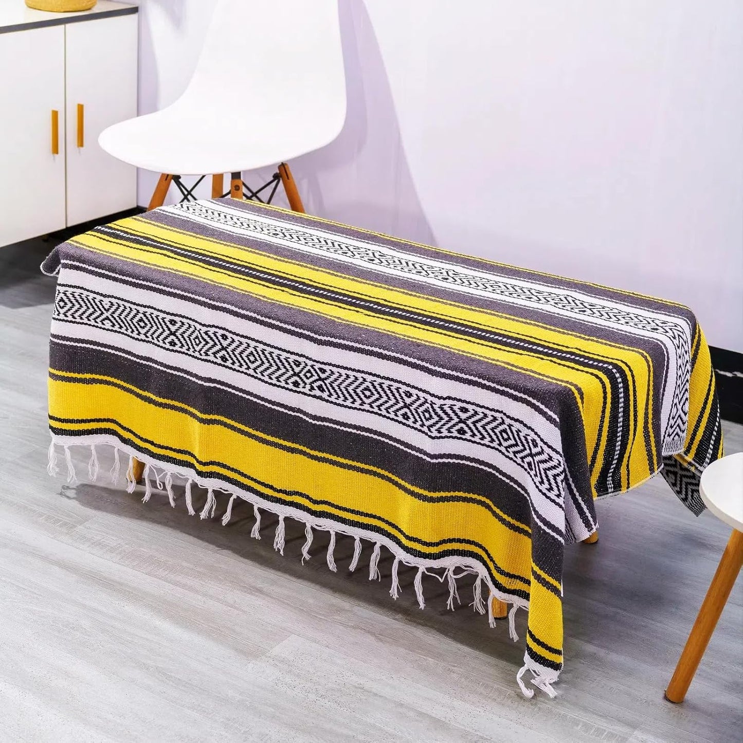 Airooglee 69" L x 51" W Large Mexican Blanket - Perfect as Yoga Outdoor Beach Serape Picnic Camping Woven Blanket, Boho Home Décor - Red