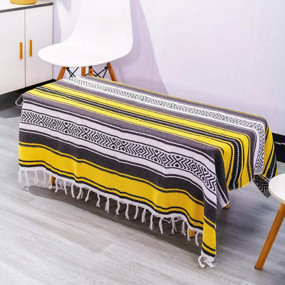 Airooglee 69" L x 51" W Large Mexican Blanket - Perfect as Yoga Outdoor Beach Serape Picnic Camping Woven Blanket, Boho Home Décor - Red