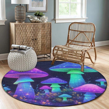 Soft Round Yoga Carpet, Office Chair Decor Round Mat for Carpet and Hardwood Floors Purple Butterfly