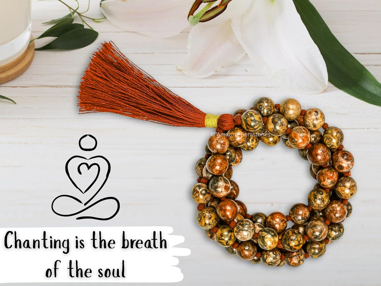 Amazing Gemstone 108 Beads Handmade Mala (Knotted, Rudraksha) - Colors A