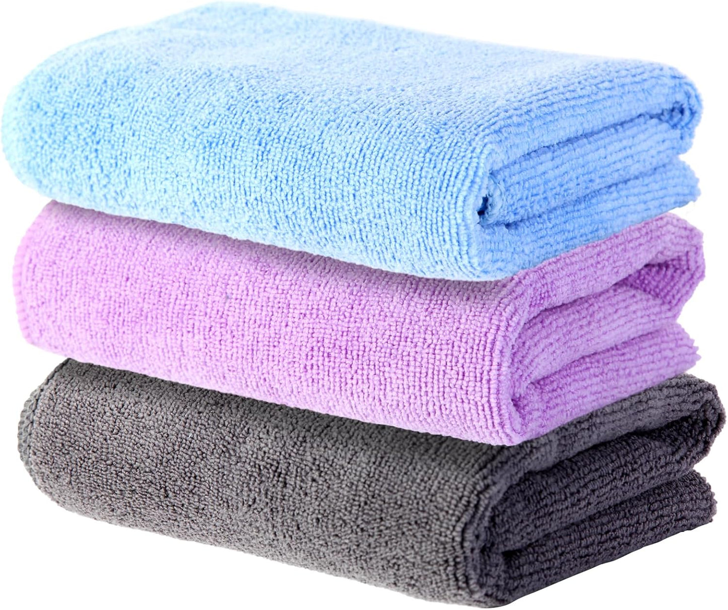 Microfiber Gym Towel Set for Sports Fitness, Yoga, Workout, Soft and Quick-Drying Gym Towels for Women Men (3 Pack, Grey+Blue+Purple)
