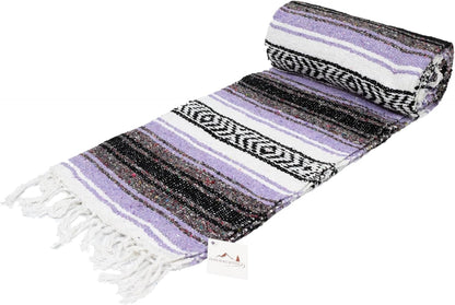 Open Road Goods Blue Mexican Blanket - Authentic Serape Falsa Blanket - Handmade