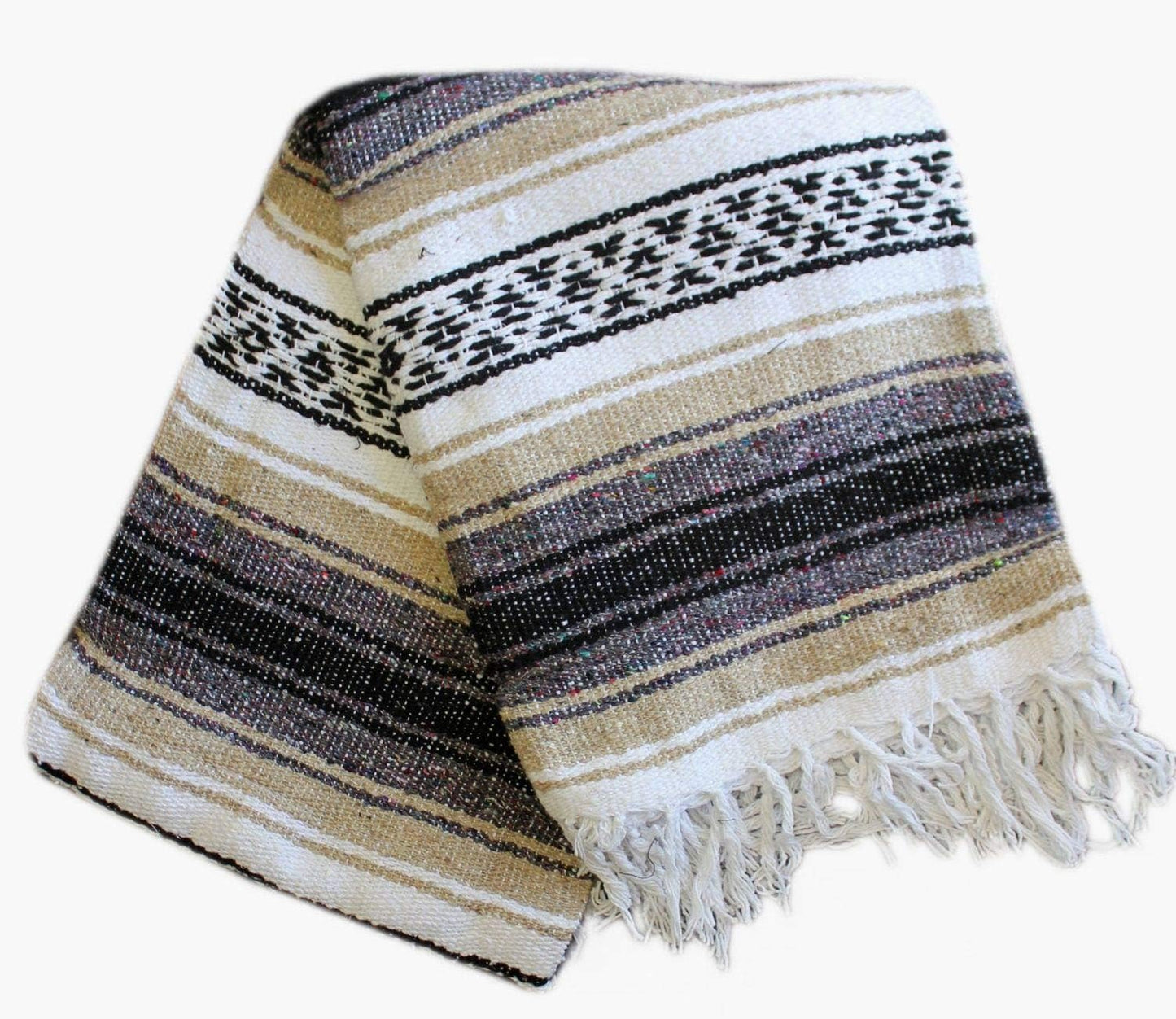 Del Mex Classic Mexican Blanket, Large Authentic Woven Falsa Throw (70"x50"), Artisan Southwest Décor for Beach, Yoga, Outdoors (Lavender)