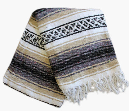 Del Mex Classic Mexican Blanket, Large Authentic Woven Falsa Throw (70"x50"), Artisan Southwest Décor for Beach, Yoga, Outdoors (Lavender)