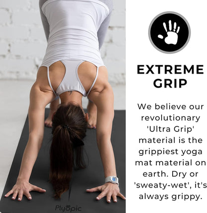 Plyopic. Ultra-Grip Pro Yoga Mat – EXTREME Non-Slip Performance - Dry & Wet Grip - Alignment Lines - Comfortable & Sweat Resistant - For Yoga, Pilates, Exercise, Workout, Bikram & Hot Yoga