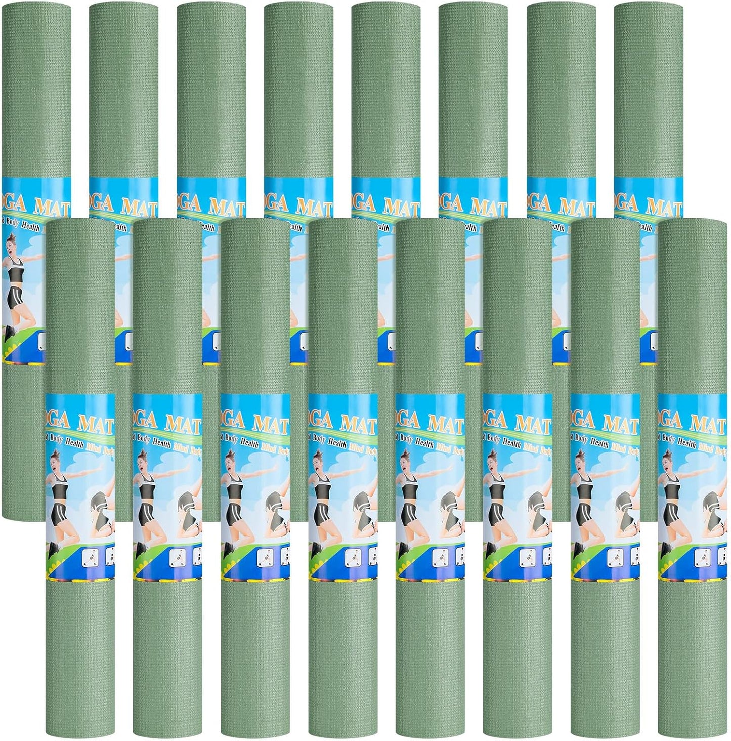 3 mm Thick Yoga Mat Bulk, Non Slip Exercise Workout Fitness Pad for Women Men, Gym Home Yoga Pilates, Easy to Clean, Sturdy PVC