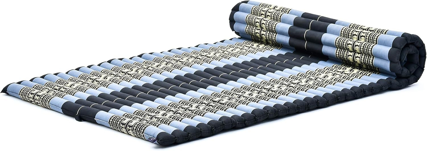 Leewadee - Kapok Roll Mat – Handcrafted Folding Sleep & Relaxation Mattress from Thailand, Ideal as Guest Bed, Camping Mat, Yoga Mat or Traditional Futon, 75 x 39 inches, Anthracite
