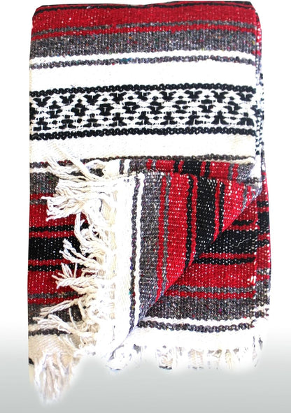 Del Mex Classic Mexican Blanket, Large Authentic Woven Falsa Throw (70"x50"), Artisan Southwest Décor for Beach, Yoga, Outdoors (Lavender)
