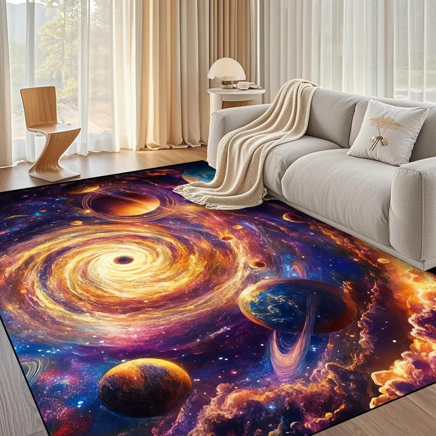 5' X 7' Queen and King Rug Black Grey Area Rugs Dining Living Room Bedroom Kitchen Office Yoga Room Washable Floor Mat Doormats Throw Rug Carpet Room Decor