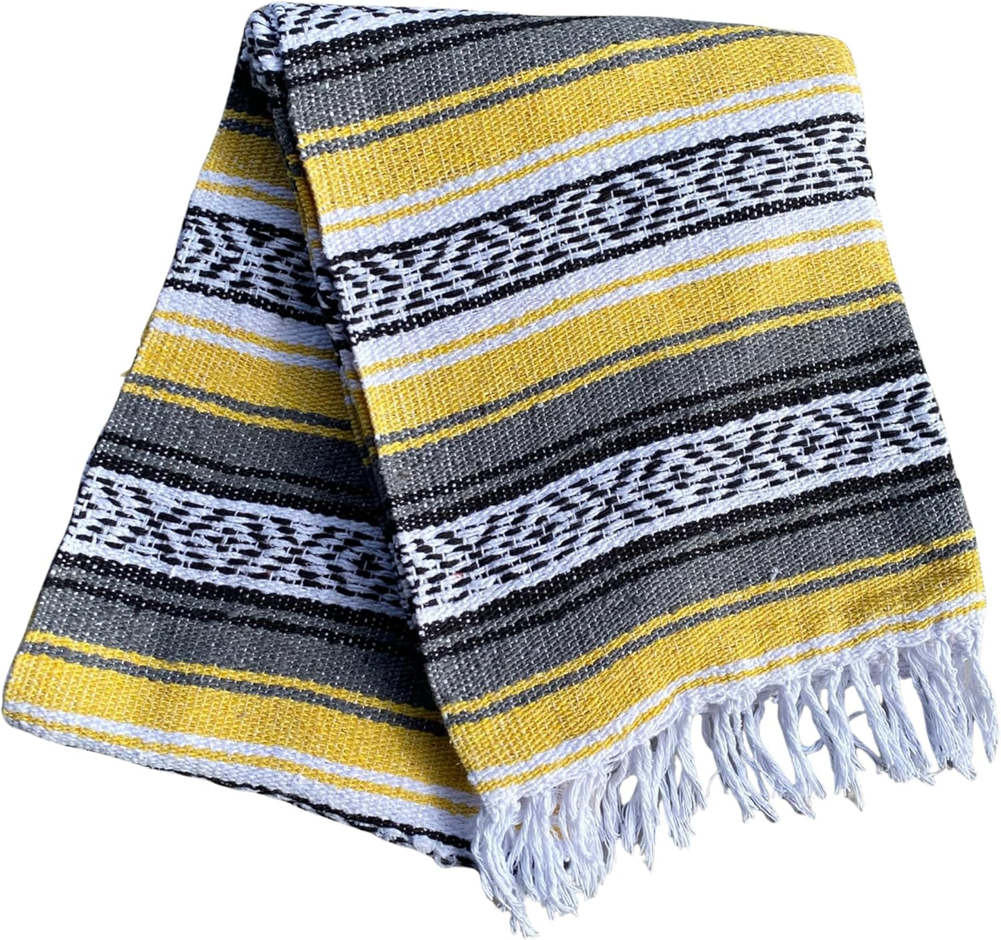 Del Mex Classic Mexican Blanket, Large Authentic Woven Falsa Throw (70"x50"), Artisan Southwest Décor for Beach, Yoga, Outdoors (Lavender)