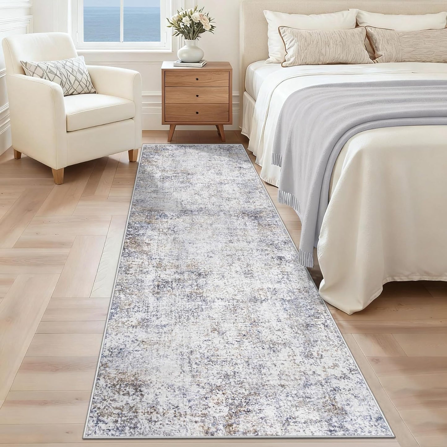 XLUEZ 8x10 Area Rugs for Living Room, Washable Modern Abstract Large Area Rug Neutral Soft Non Slip Kids Rug Stain Resistant Indoor Carpet for Bedroom Nursery Dining Children's Room(Blue, 8'x10')