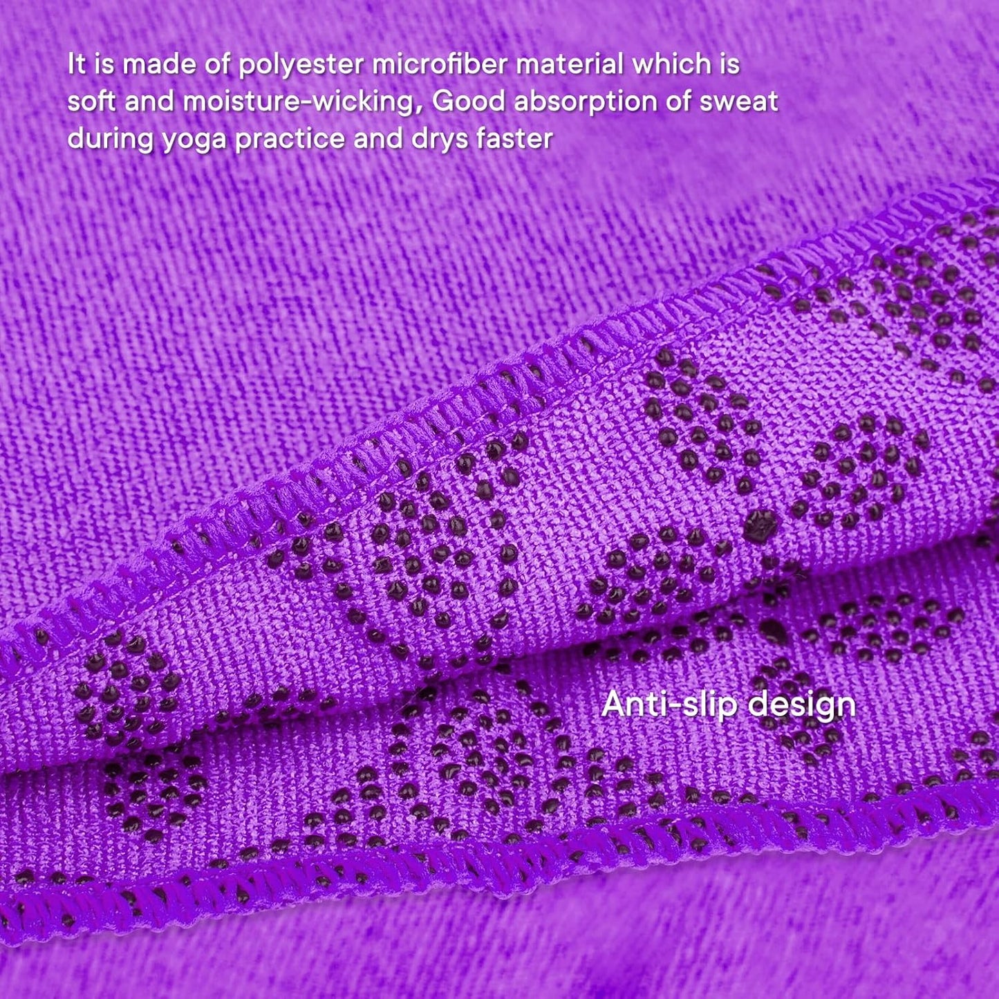Yoga Towels, Non Slip Hot Yoga Mat Towel with Grip Dots,Super-Absorbent Soft Microfiber Yoga Blanket for Pilates, Fitness and Workout 72inch x 24inch