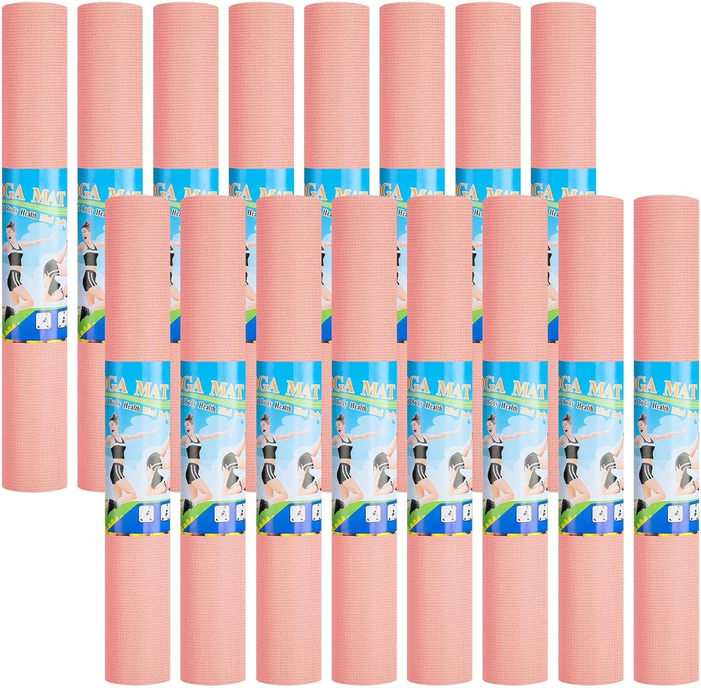 3 mm Thick Yoga Mat Bulk, Non Slip Exercise Workout Fitness Pad for Women Men, Gym Home Yoga Pilates, Easy to Clean, Sturdy PVC