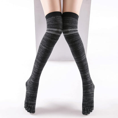 Verdancy Yoga Pilates Toe Socks - Toeless With Grips for Women, Non-Slip Cushioned Over Knee Thigh High