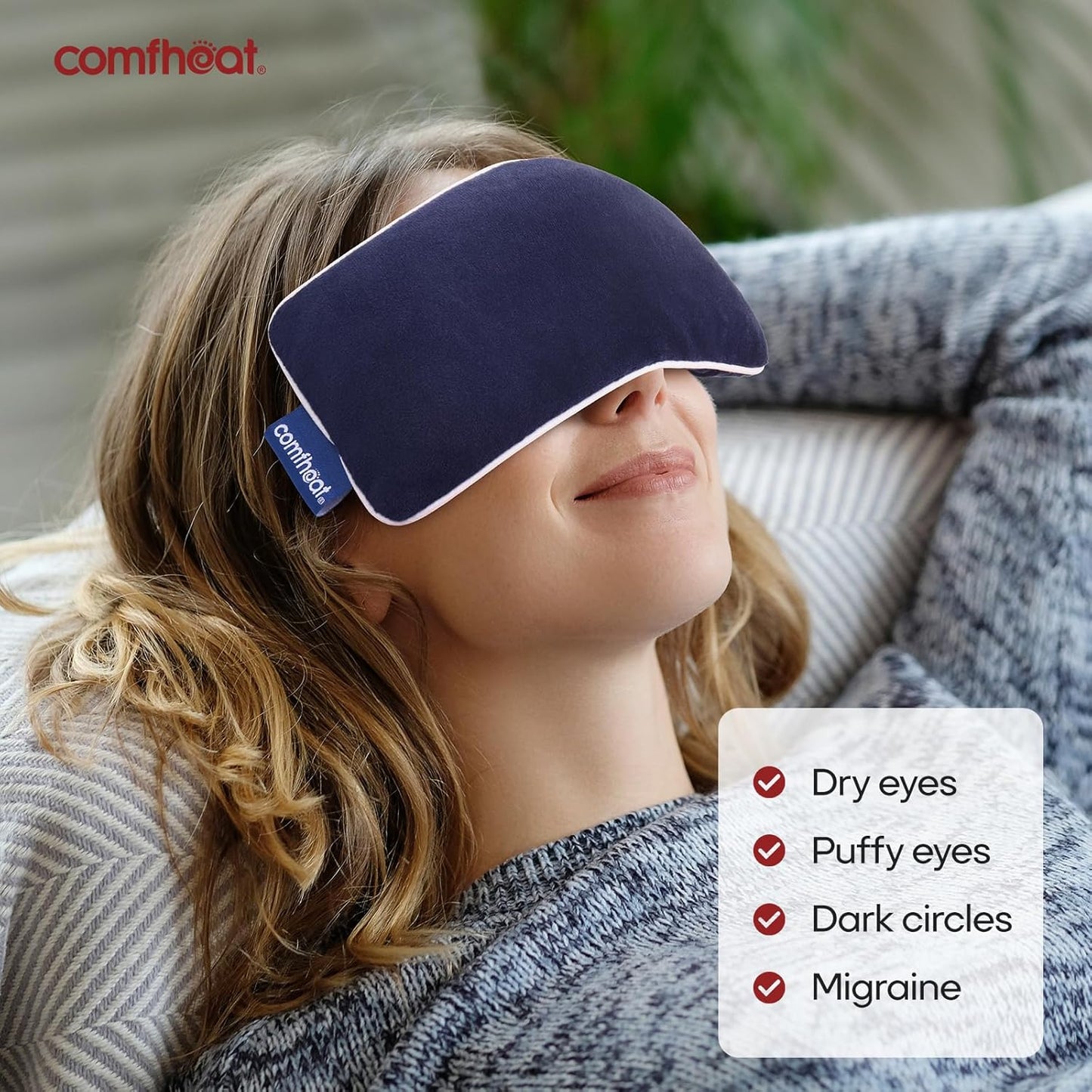 Unscented Weighted Eye Pillow for Yoga, Microwavable Moist Heat Eye Compress Mask with Washable Cover for Relaxation, Sleeping, Meditation, Yoga, Spa, Migraine Relief