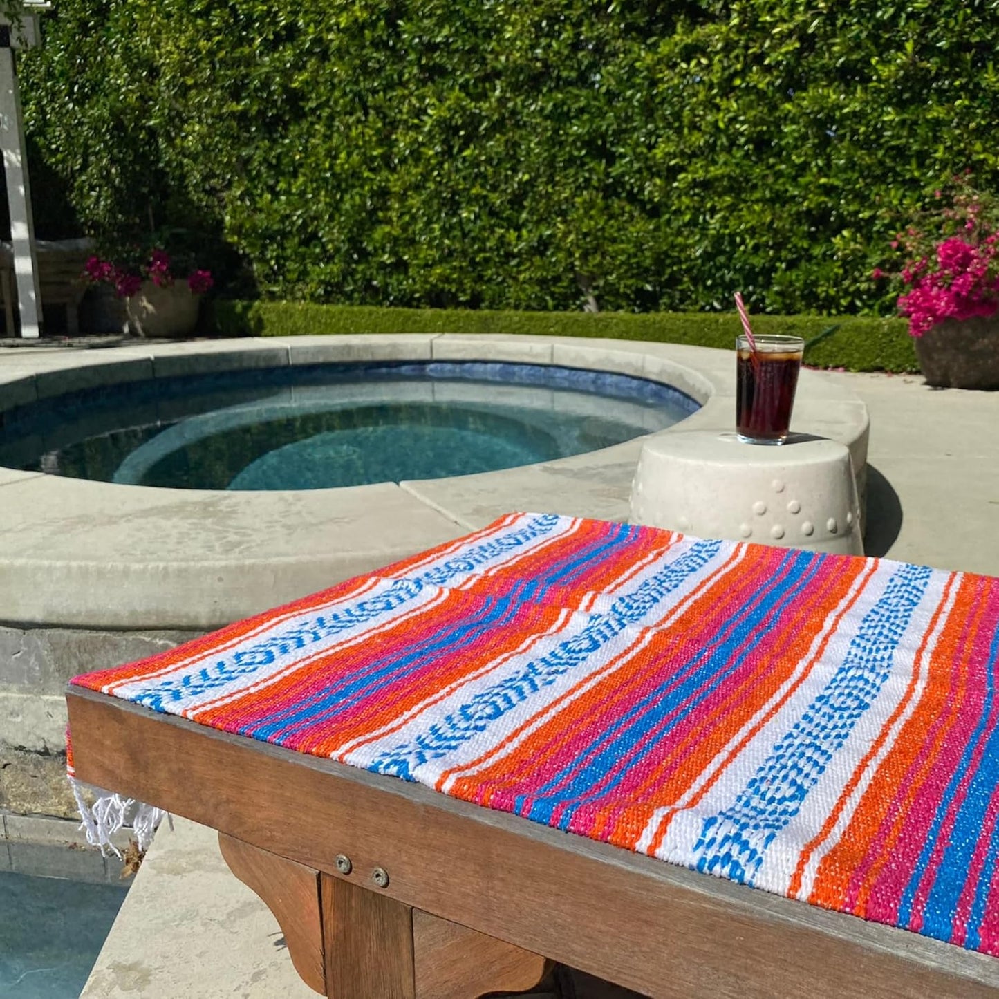 Del Mex Classic Mexican Blanket, Large Authentic Woven Falsa Throw (70"x50"), Artisan Southwest Décor for Beach, Yoga, Outdoors (Lavender)