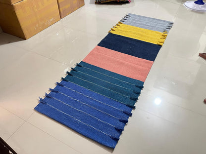 Payal Rugs Cotton Yoga Mat - Eco-Friendly Hand-Woven Rug - Non Slip & Thick (24”x72”x5mm) for Yoga Everyday Fitness at Home - Comfortable Extra-Long