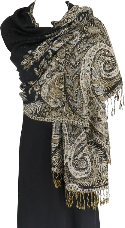 vimate Silky Paisley Pashmina Shawl Scarf-Women's Soft Double-side Jacquard Pashminas Wrap for Evening Dress Travel Shawl