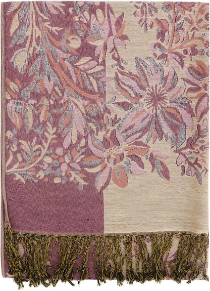 vimate Silky Paisley Pashmina Shawl Scarf-Women's Soft Double-side Jacquard Pashminas Wrap for Evening Dress Travel Shawl