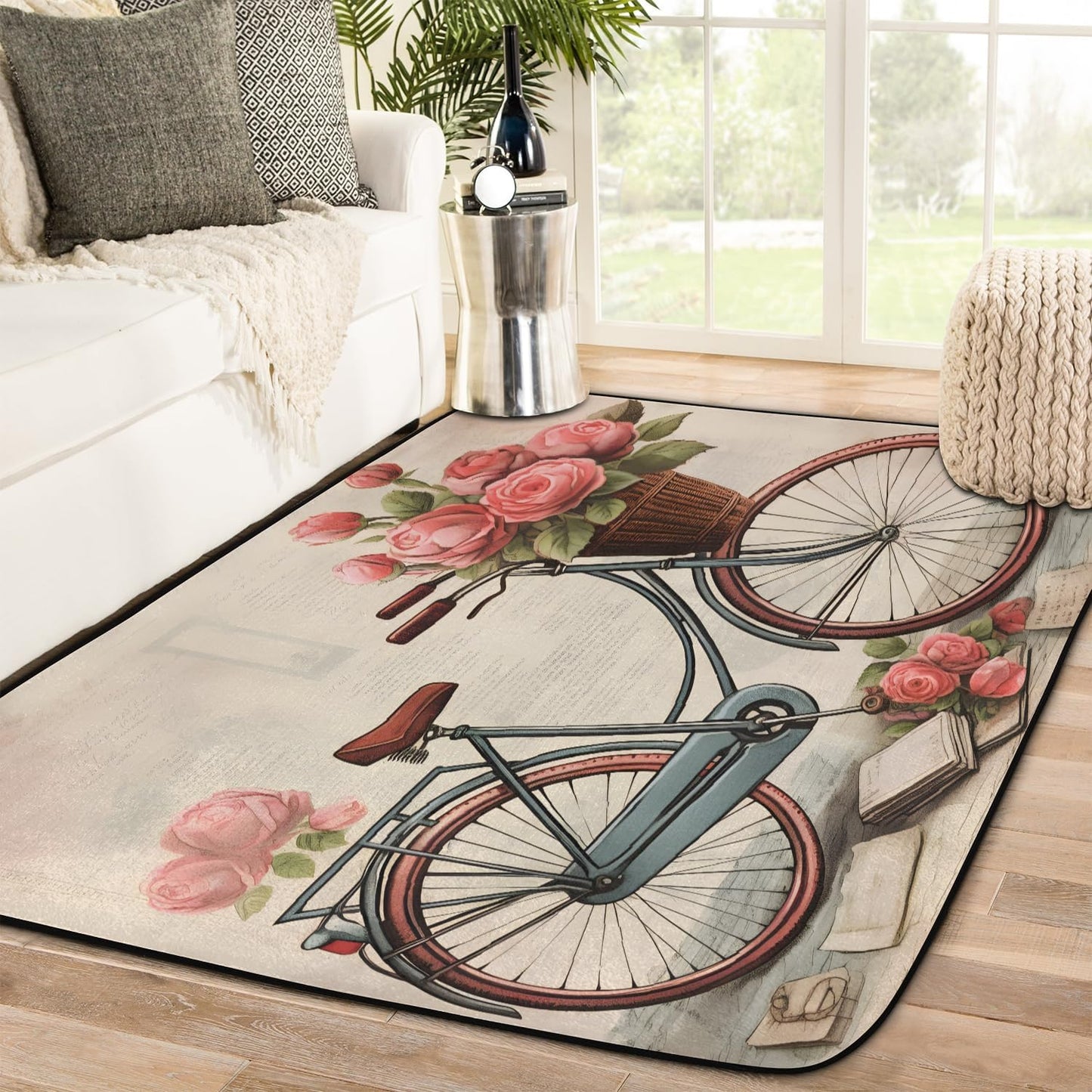 Red Hot Chili Pepper on Black Large Area Rug 4x6 Ft Washable Stain Resistant Rugs Non-Slip Soft Modern Carpet for Home Kitchen Living Room Office Party Decor