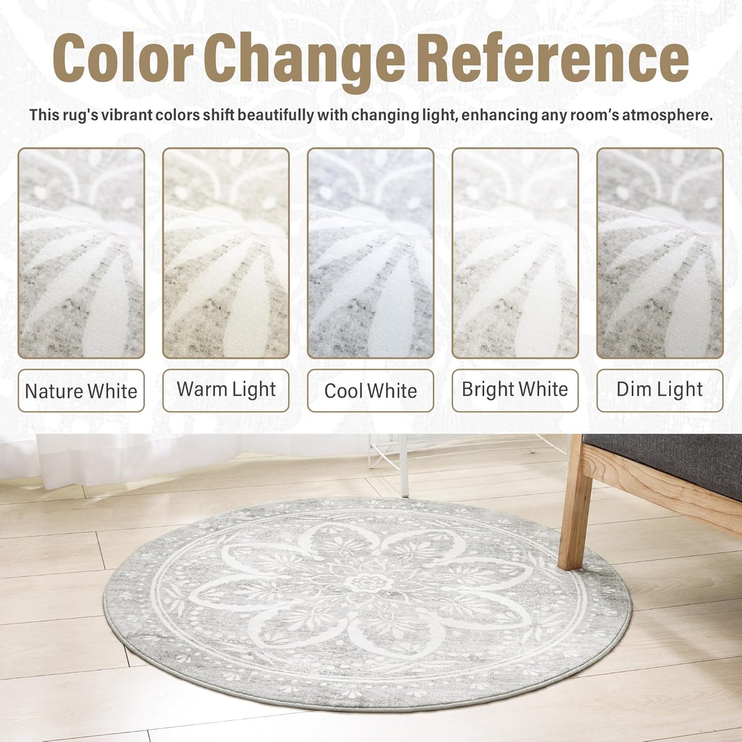 Carvapet 4ft Washable Round Rugs, Modern Abstract Circle Rug, Non Slip Rubber Backing Foldable Low Pile Carpet for Living Room Bedroom, 4ft Red/Orange Rug