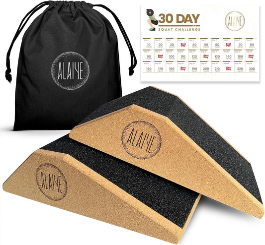 Squat Wedge Blocks (Set of 2) – Non-Slip Slant Boards for Lower Body Workouts Ankle and Calf Stretching - Yoga Blocks, Designed to Elevate Heels and Squat Support - Includes Carry Bag