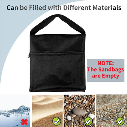 4 Pack Sandbags with 8 PE Bags and 4 Buckle, Weight Bags for Light Stand Photography Video Equipment, Heavy Duty Sand Bags for Backdrop Stand, Photo Tripod, C Stands and Light Stands
