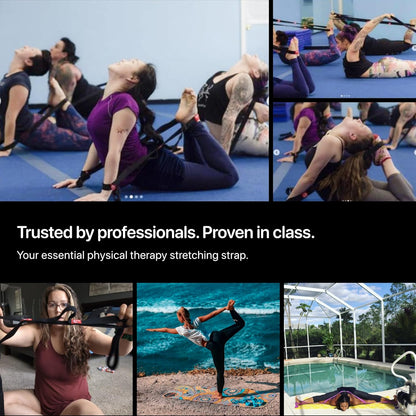 YOGA-EVO Elastic Stretching Strap with Loops for Physical Therapy - Stretch & Activate Muscles - Increase Mobility & Recovery - Soft Cotton & Spandex - Includes Carrying Pouch & Video Exercises