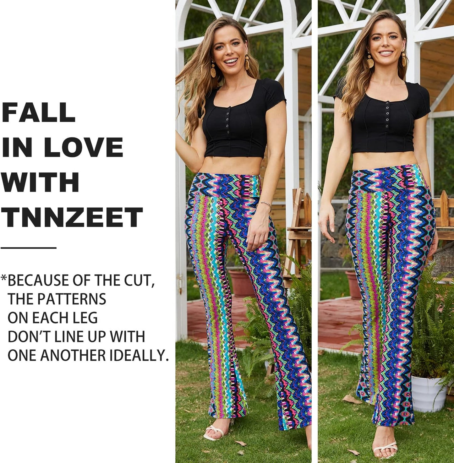TNNZEET Black Flare Leggings for Women, Crossover Yoga Pants with Pockets Bootcut Flared Leggings