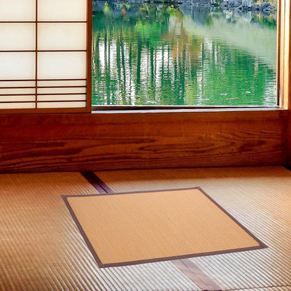 Beavorty Bamboo Rug Woven Straw Seat Cushion Japanese Style Rattan Futon Sitting Pad Tatami Floor Pillow for Zen Garden Yoga Practice or Meditation Light Brown Japanese Tatami Mat
