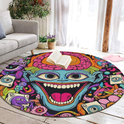 Home Decor Non Slip Kitchen Office Circle Rug, Machine Washable Modern Round Area Rug, Room Sofa Yoga Soft Round Carpet Purple Galaxy Trippy Space Astronaut Art, 36inch
