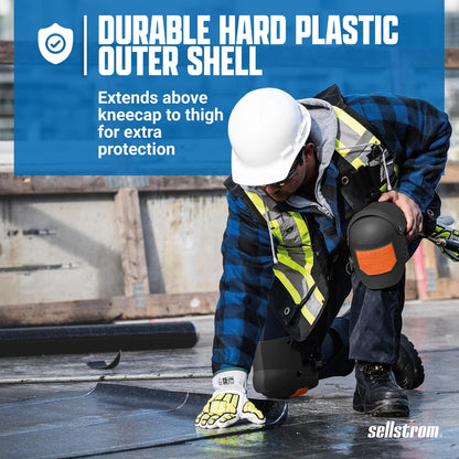 Sellstrom KneePro Knee Pads - Ultra Flex III - Heavy Duty Protection and Comfort for Construction, Gardening, Army, Flooring Work - Grey and Orange
