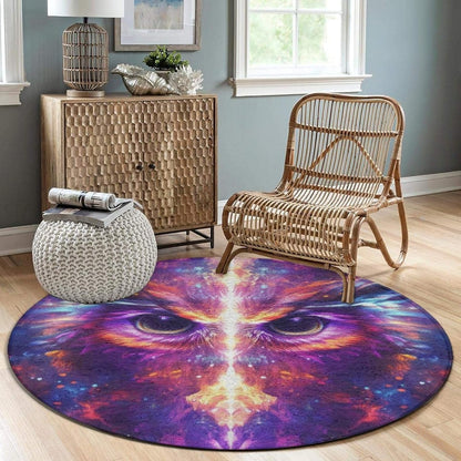 Machine Washable Modern Round Area Rug, Room Sofa Yoga Soft Round Carpet, Home Decor Non Slip Kitchen Office Circle Rug Union Jack Flag UK Mandala Art, 60inch