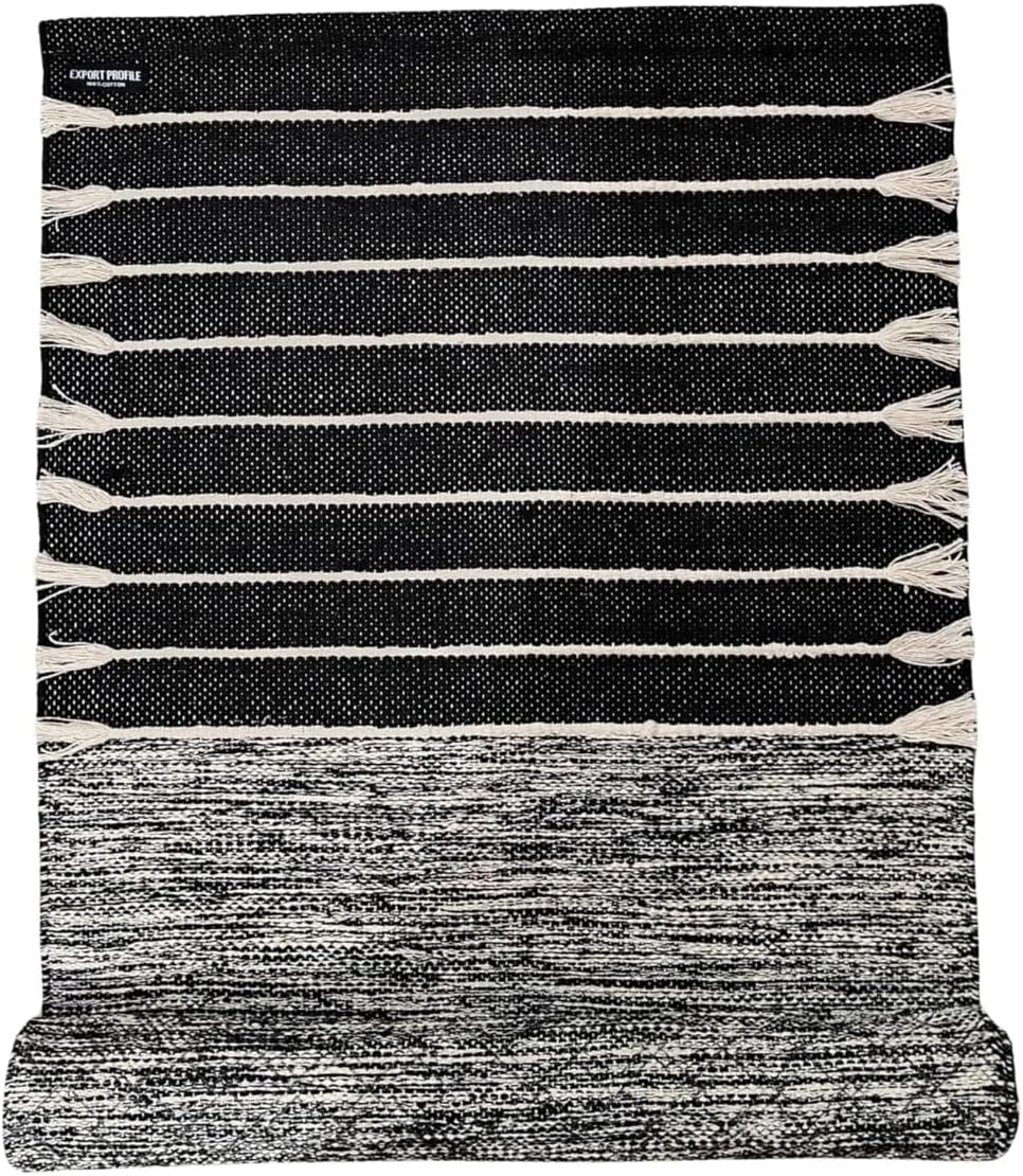 Indian Handmade100 % Organic Anti Skid Multi Colour Cotton Yoga Mat - Eco-Friendly Hand-Woven Rug - Non-Slip & Thick (24”x72”x5mm) for Hot yoga & Everyday Fitness at Home - Comfortable & Foldable Extra-Long Mat