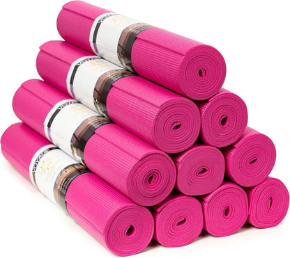 Voyage Yoga Mat, 10 Pack, 72" x 24" Professional Studio and Gym Bulk Yoga Mats, 5mm Thick, Durable, Anti-Tear, Non Slip Fitness and Exercise Mats