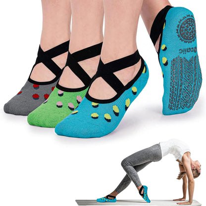 Ozaiic Pilates Socks for Women Non Slip Grip, Yoga Socks with Grippers for Barre, Hospital, Ballet, Dance, Barefoot Workout